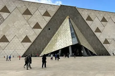 The Great Pyramids of Giza during the best time to visit Egypt with clear blue skies